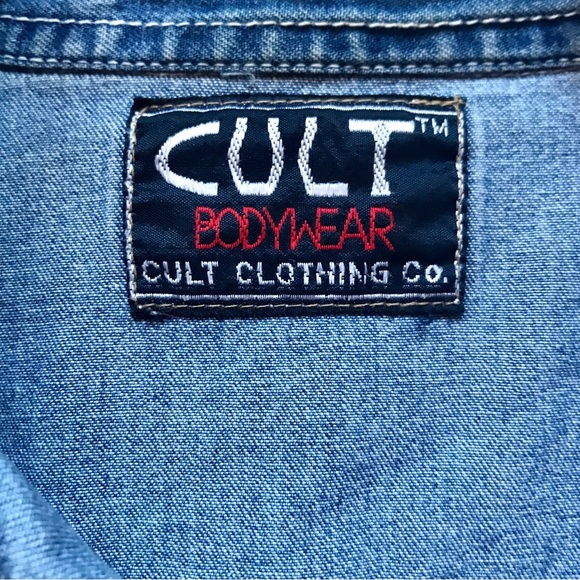 Vintage 80’s Cult Bodywear Cropped Denim Button Up - Picture 2 of 2
